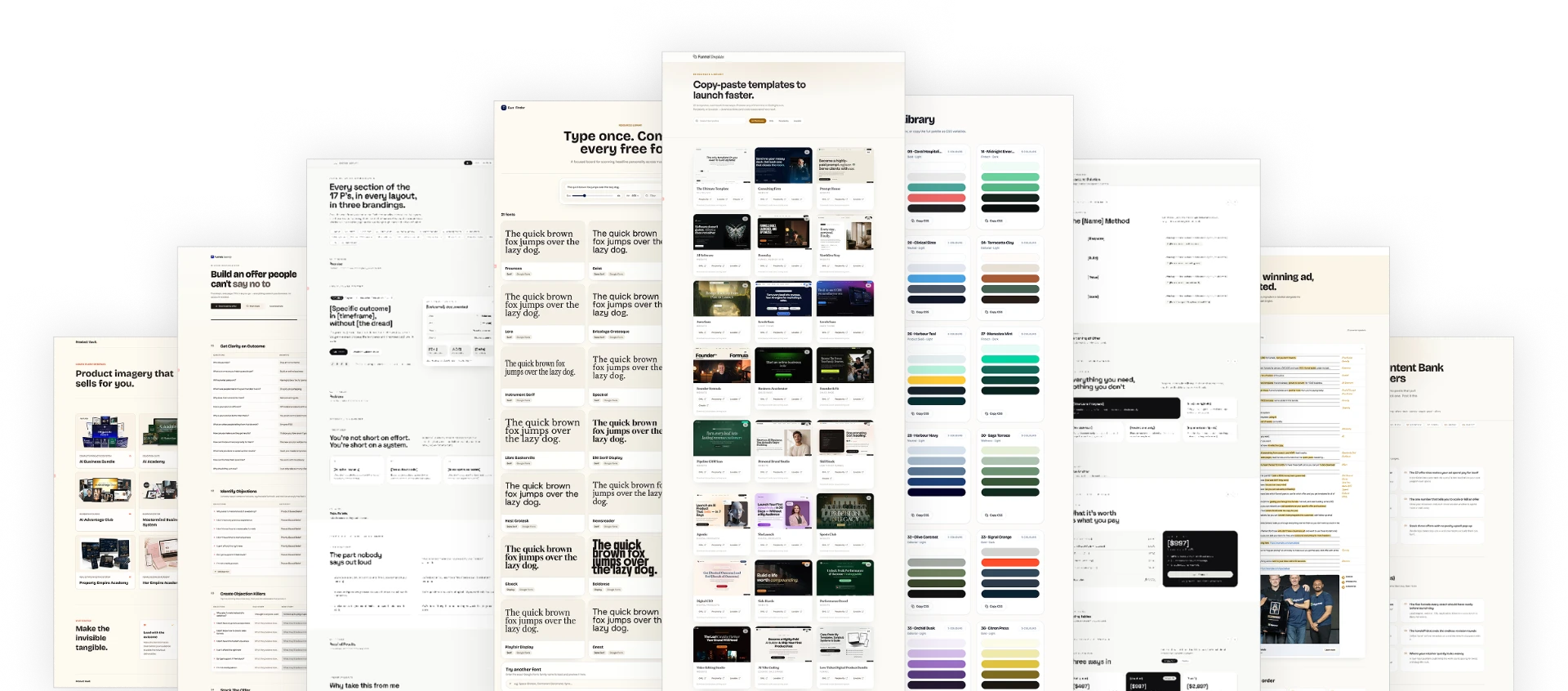 Screens from the software tools included with Funnels University